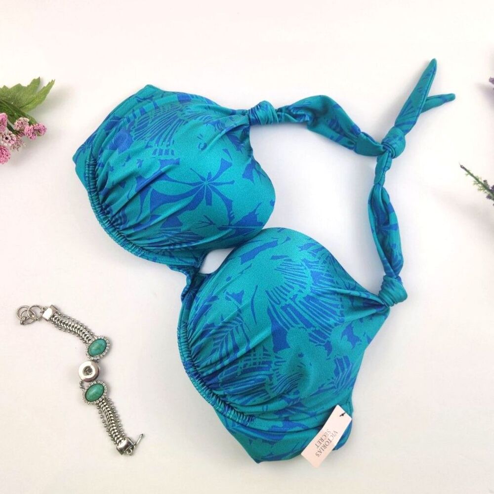 38D {Victoria's Secret} Blue Floral Bikini Top